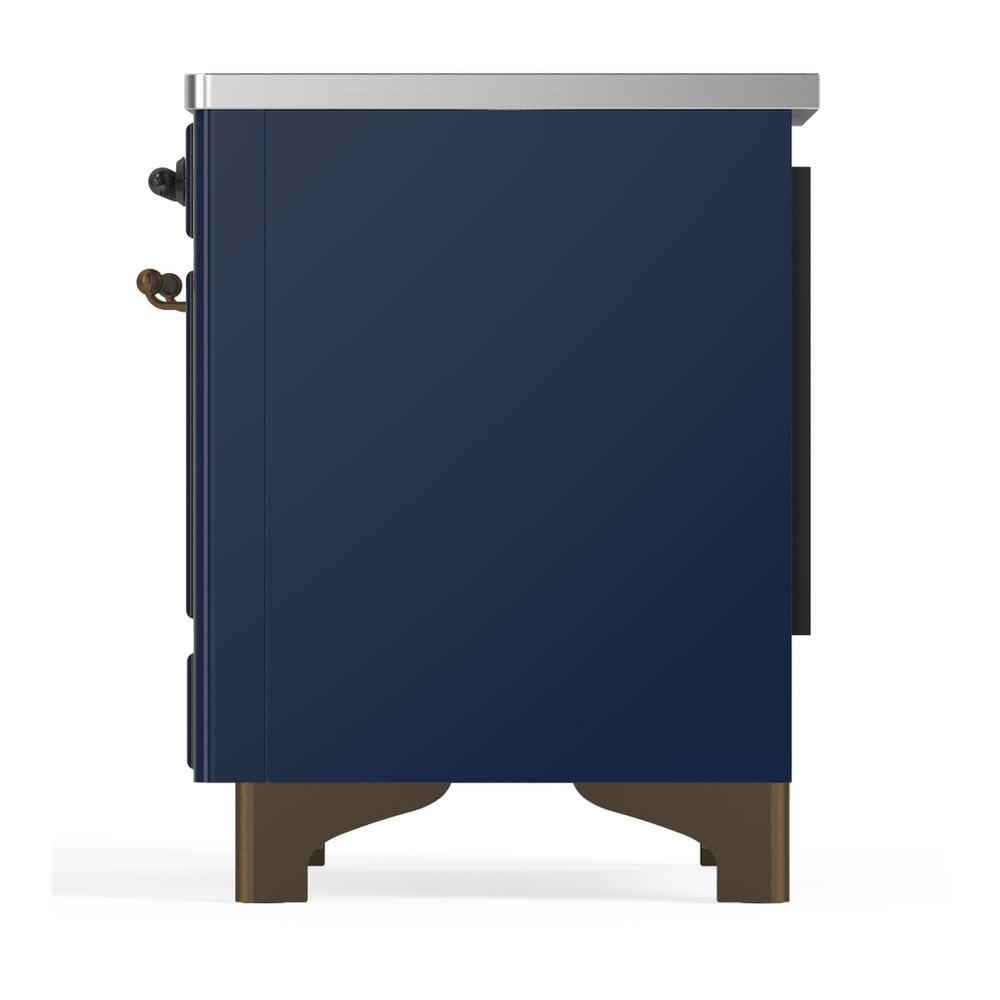 Ilve UMDIB40QNR3MBB Ilve Umdib40Qnr3Mbb Majestic Iii 40 Inch Induction Range With 6 Elements, 3.82 Cu. Ft. Total Oven Capacity (Solid Door, Midnight Blue, Burnished)