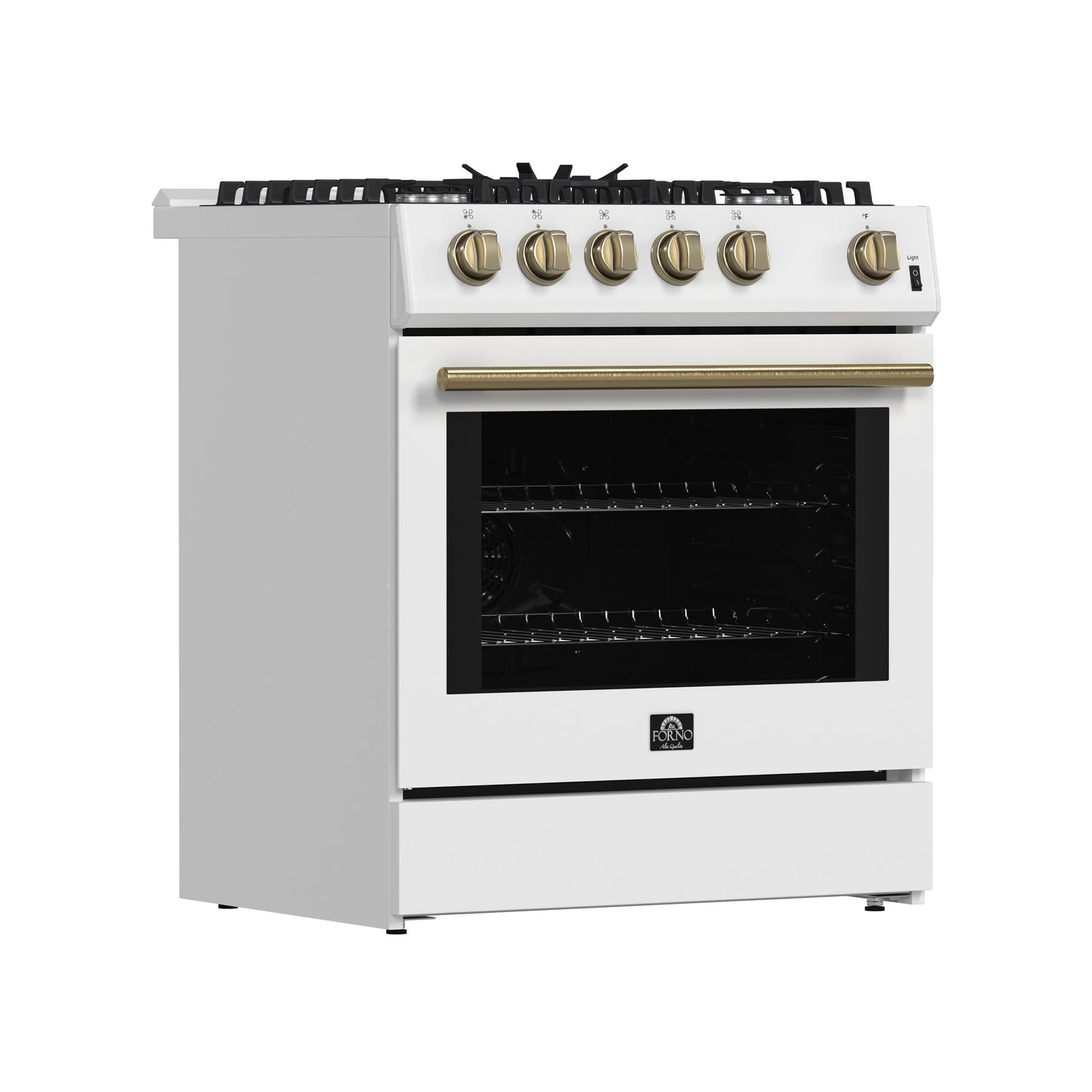 Forno FFSGS111630WHT Forno Leonardo Espresso 30-Inch White Gas Range, 5 Burners, 39,500 Btu, 5 Cu.Ft Convection Oven