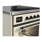 Ilve UMIB30NR3AWB Ilve Umib30Nr3Awb Majestic Iii 30 Inch Induction Range With 4 Elements, 4 Cu. Ft. Oven Capacity (Triple Glass Door, Antique White, Burnished)