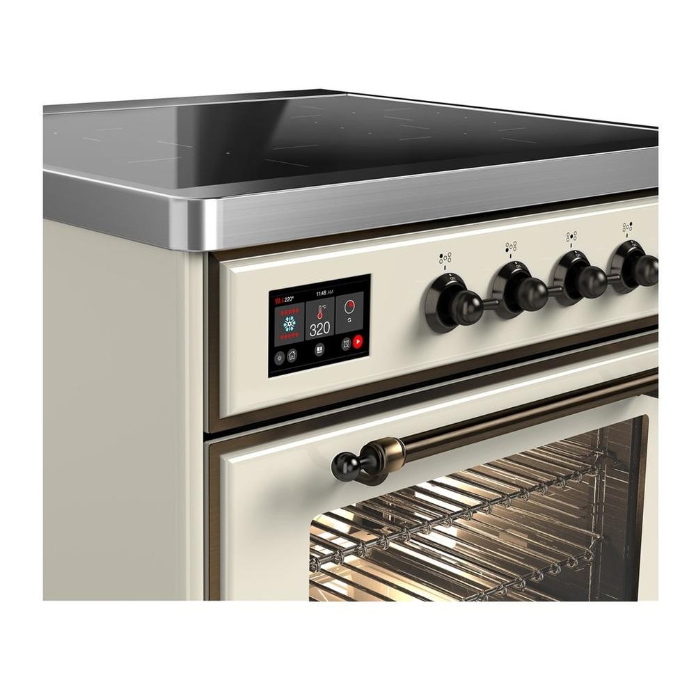 Ilve UMIB30NR3AWB Ilve Umib30Nr3Awb Majestic Iii 30 Inch Induction Range With 4 Elements, 4 Cu. Ft. Oven Capacity (Triple Glass Door, Antique White, Burnished)