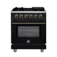 Forno FFSGS623930BLK Forno Massimo 30-Inch Black Freestanding Gas Range, 5 Burners, True Convection Oven