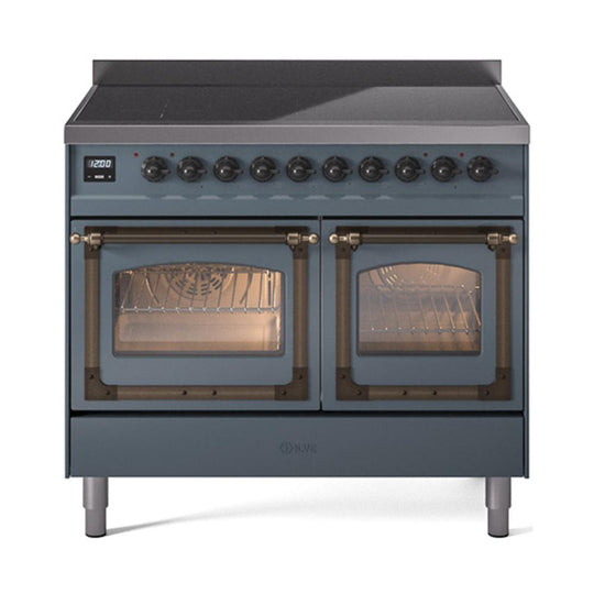 Ilve UNDI406NMPBGB Ilve Undi406Nmpbgb Nostalgie Ii Noblesse 40" Induction Range (Triple Glass Door, Blue Grey, Burnished)