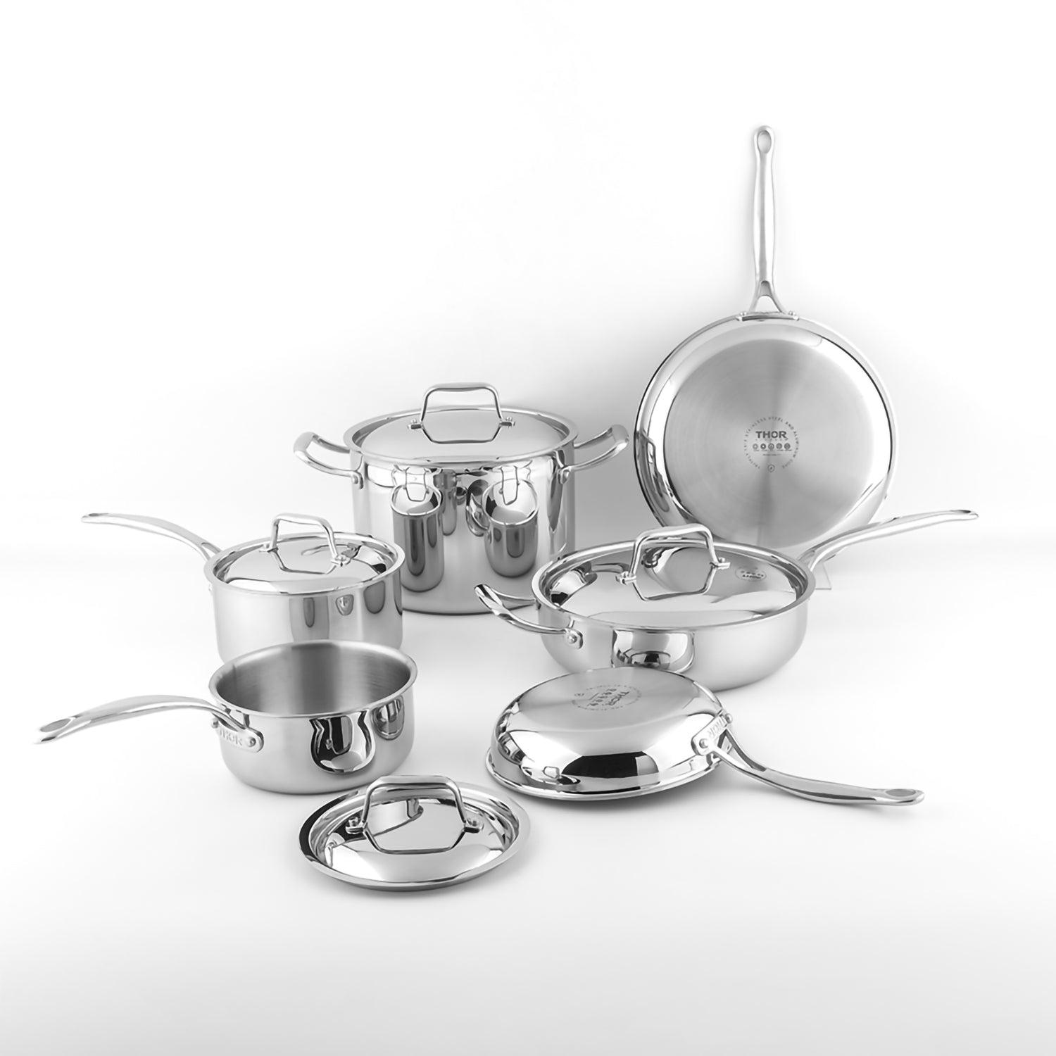Thor Kitchen SSC10P 10-Piece Tri-Ply Stainless Steel Cookware Set