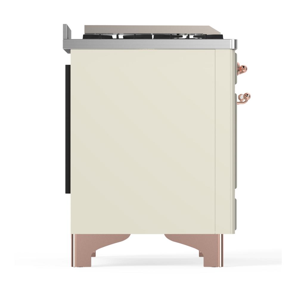 Ilve UM48FSNR3AWP Ilve Um48Fsnr3Awp Majestic Iii 48 Inch Dual Fuel Range With 5 Black Brass Burners, Griddle And French Top, Dual Function Burner Up To 25,000 Btu (Natural Gas, Triple Glass Door, Antique White, Copper)