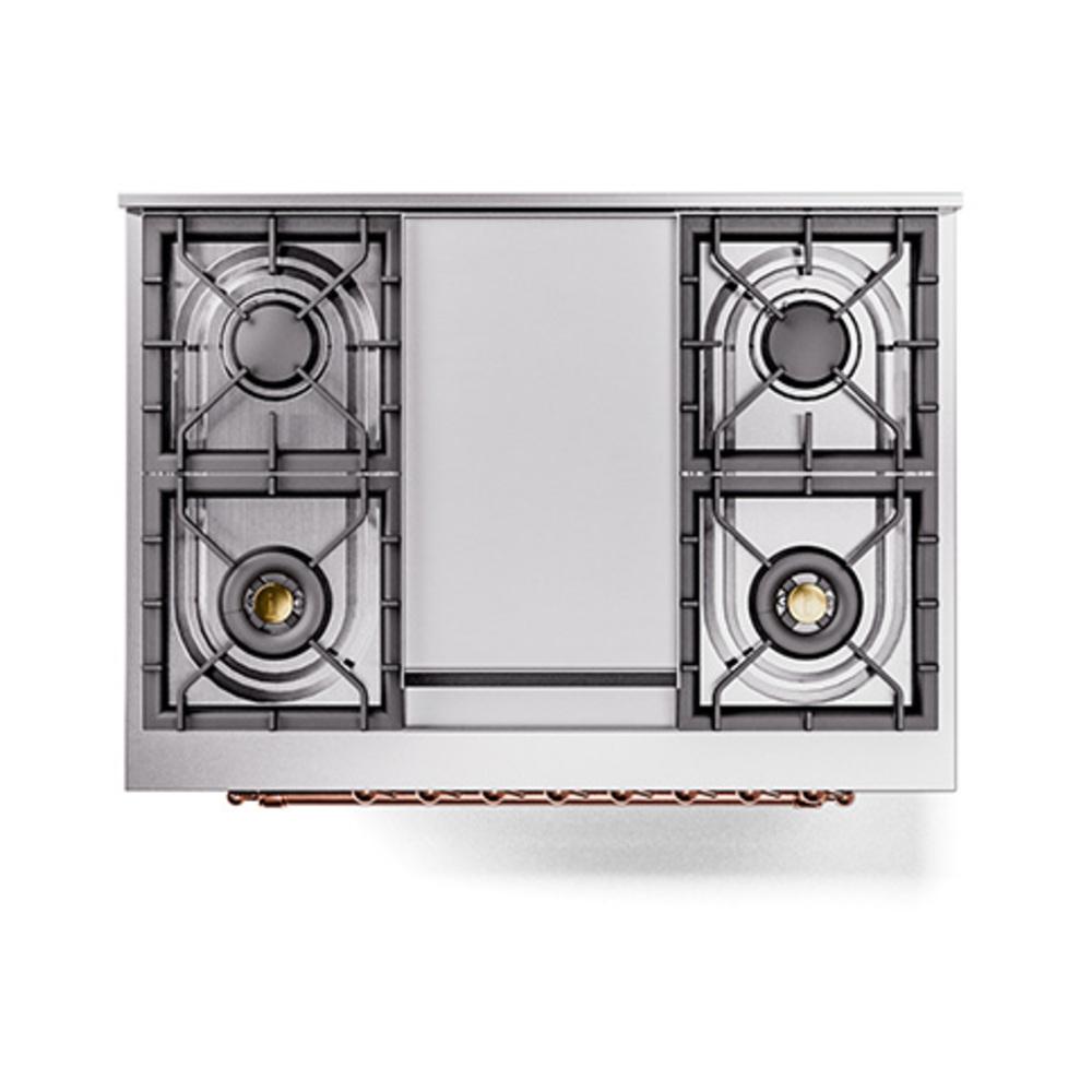 Ilve UN36FQNMPBUP Ilve Un36Fqnmpbup Nostalgie Ii Noblesse 36" Dual Fuel Range (Natural Gas, Solid Door, Burgundy, Copper)