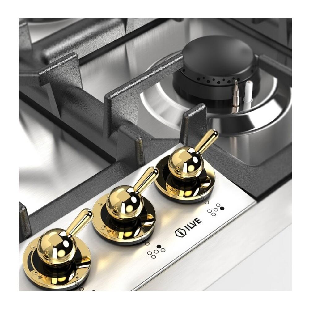 Ilve UHCPT75NSSGLP Ilve Uhcpt75Nssglp Nostalgie Ii 30 Inch Built-In Gas Cooktop With 5 Burners, In Stainless Steel (Liquid Propane, Brass)