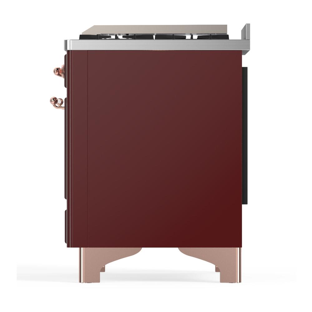 Ilve UMD40FNR3BUPLP Ilve Umd40Fnr3Buplp Majestic Iii 40 Inch Dual Fuel Range With 6 Burners And Griddle, Dual Function Burner Up To 25,000 Btu (Liquid Propane, Triple Glass Door, Burgundy, Copper)