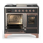 Ilve UMD40FNR3MGPLP Ilve Umd40Fnr3Mgplp Majestic Iii 40 Inch Dual Fuel Range With 6 Burners And Griddle, Dual Function Burner Up To 25,000 Btu (Liquid Propane, Triple Glass Door, Graphite Matte, Copper)