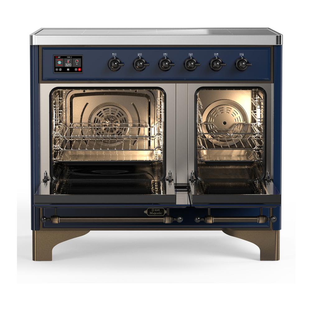 Ilve UMDIB40NR3MBB Ilve Umdib40Nr3Mbb Majestic Iii 40 Inch Induction Range With 6 Elements, 3.82 Cu. Ft. Total Oven Capacity (Triple Glass Door, Midnight Blue, Burnished)