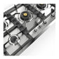 Ilve UHCPT125NSSC Ilve Uhcpt125Nssc Nostalgie Ii 48 Inch Built-In Gas Cooktop With Total Black Brass Burners, In Stainless Steel (6 Sealed Burners, Natural Gas, Chrome)