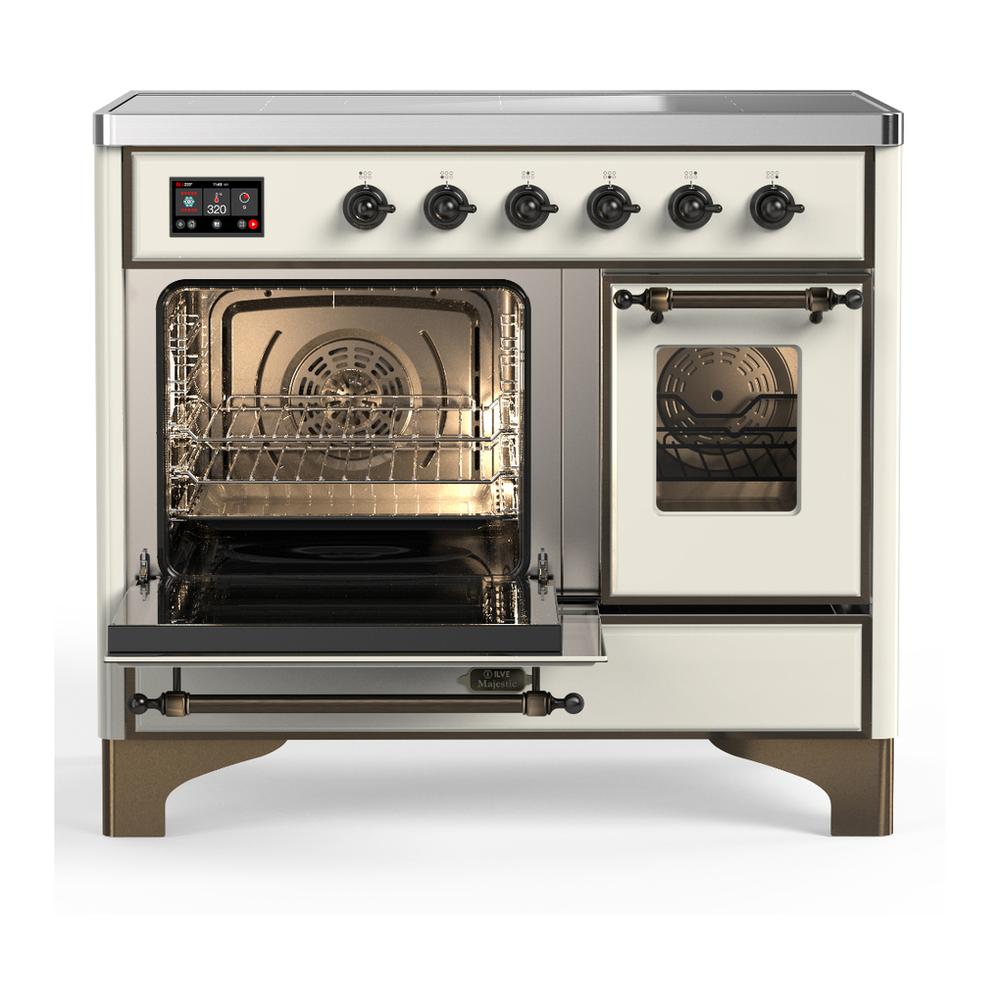 Ilve UMDIB40NR3AWB Ilve Umdib40Nr3Awb Majestic Iii 40 Inch Induction Range With 6 Elements, 3.82 Cu. Ft. Total Oven Capacity (Triple Glass Door, Antique White, Burnished)