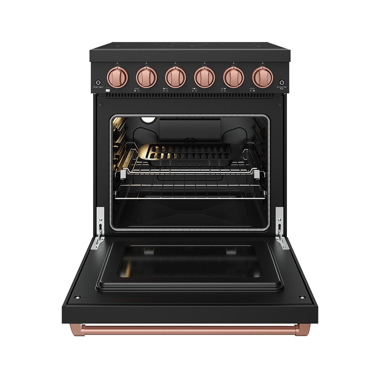 Thor Kitchen RSE30PBRSG 30 Inch Professional Electric Range With Precision Knob Control In Black And Rose Gold Gordon Ramsay Series