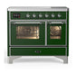 Ilve UMDIB40NR3EGC Ilve Umdib40Nr3Egc Majestic Iii 40 Inch Induction Range With 6 Elements, 3.82 Cu. Ft. Total Oven Capacity (Triple Glass Door, Emerald Green, Chrome)