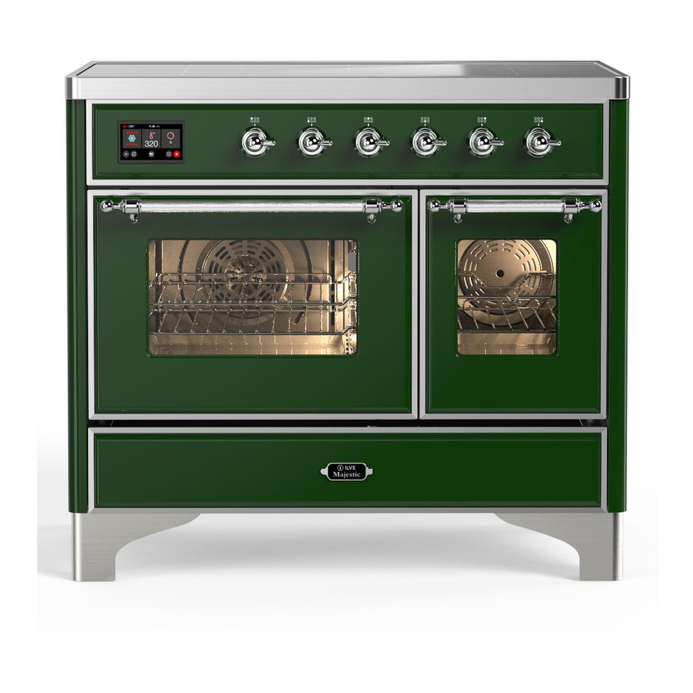 Ilve UMDIB40NR3EGC Ilve Umdib40Nr3Egc Majestic Iii 40 Inch Induction Range With 6 Elements, 3.82 Cu. Ft. Total Oven Capacity (Triple Glass Door, Emerald Green, Chrome)