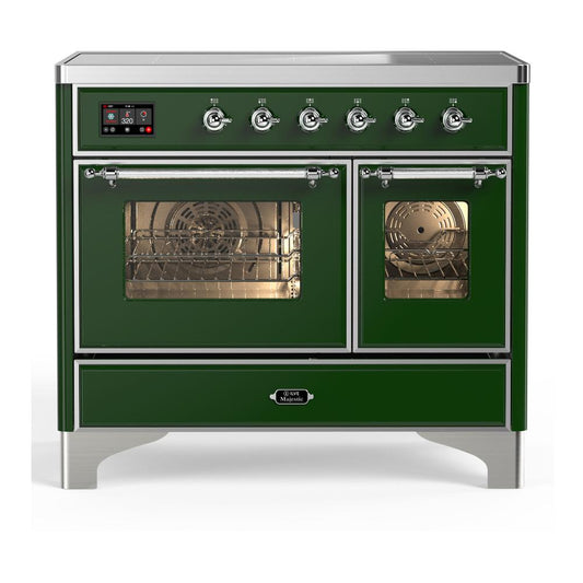 Ilve UMDIB40NR3EGC Ilve Umdib40Nr3Egc Majestic Iii 40 Inch Induction Range With 6 Elements, 3.82 Cu. Ft. Total Oven Capacity (Triple Glass Door, Emerald Green, Chrome)
