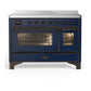 Ilve UMIB48NR3MBB Ilve Umib48Nr3Mbb Majestic Iii 48 Inch Induction Range With 6 Elements, 5.02 Cu. Ft. Total Oven Capacity (Triple Glass Door, Midnight Blue, Burnished)