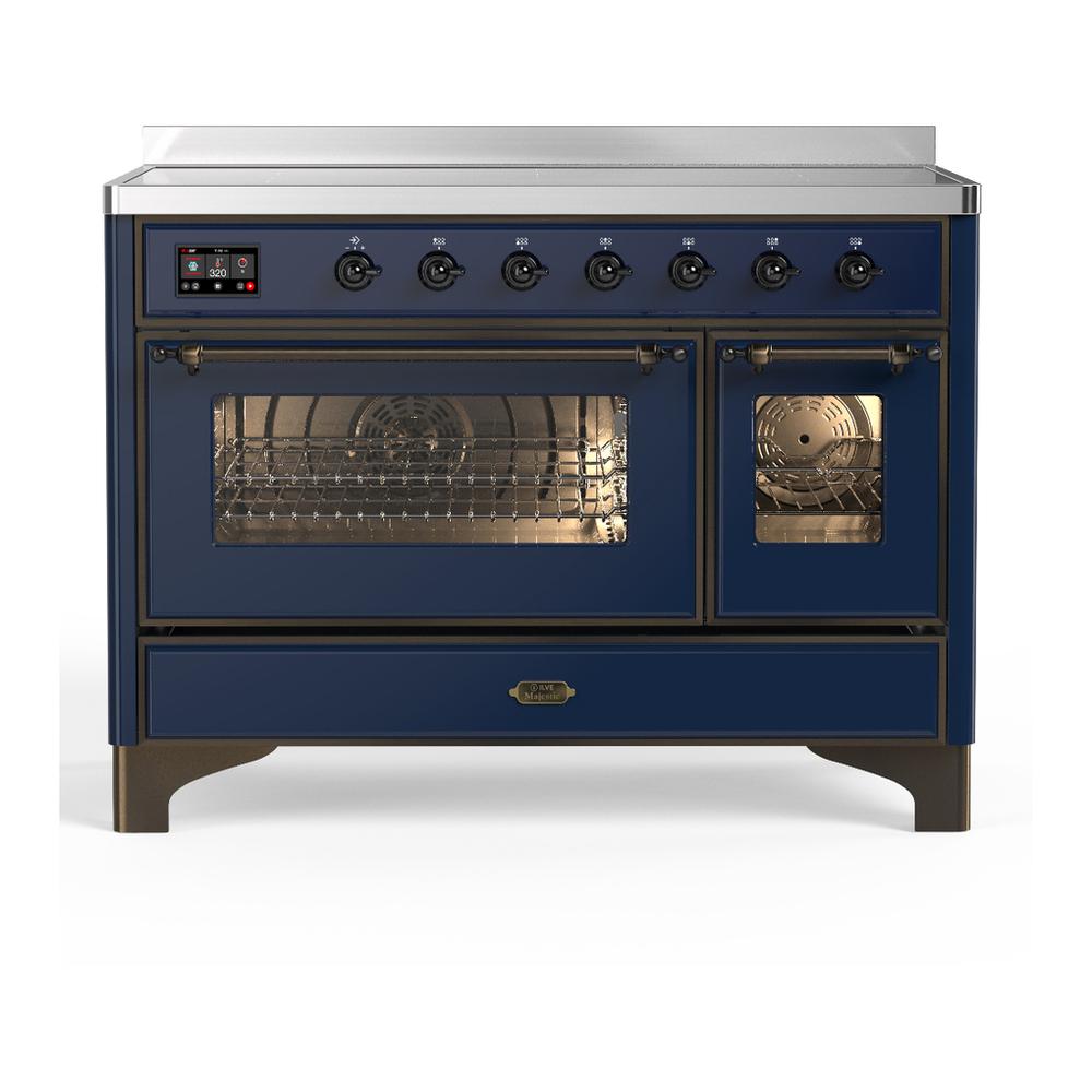 Ilve UMIB48NR3MBB Ilve Umib48Nr3Mbb Majestic Iii 48 Inch Induction Range With 6 Elements, 5.02 Cu. Ft. Total Oven Capacity (Triple Glass Door, Midnight Blue, Burnished)