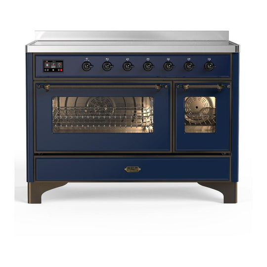 Ilve UMIB48NR3MBB Ilve Umib48Nr3Mbb Majestic Iii 48 Inch Induction Range With 6 Elements, 5.02 Cu. Ft. Total Oven Capacity (Triple Glass Door, Midnight Blue, Burnished)