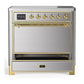Ilve UMIB36QNR3SSG Ilve Umib36Qnr3Ssg Majestic Iii 36 Inch Induction Range With 6 Elements, 3.5 Cu. Ft. Total Oven Capacity (Solid Door, Stainless Steel, Brass)