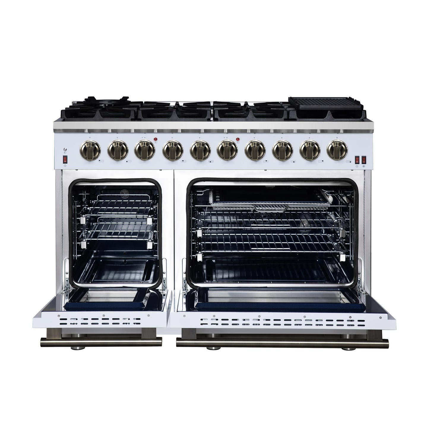 Forno FFSGS623948WHT Forno Massimo 48-Inch White Freestanding Gas Range, 8 Burners, True Convection Oven
