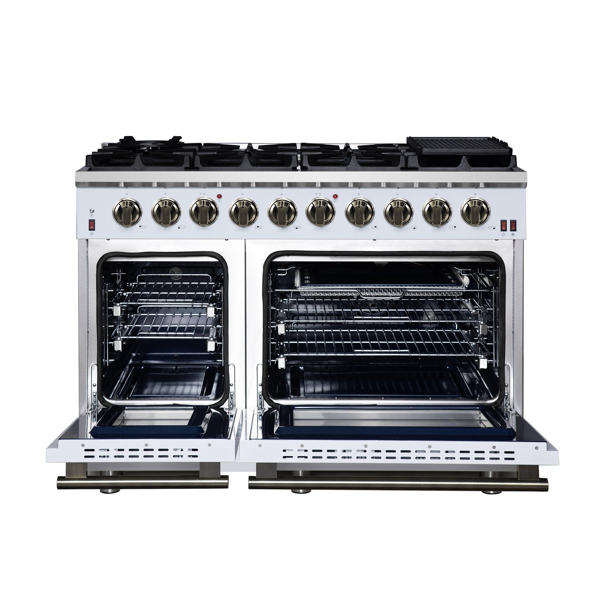 Forno FFSGS623948WHT Forno Massimo 48-Inch White Freestanding Gas Range, 8 Burners, True Convection Oven