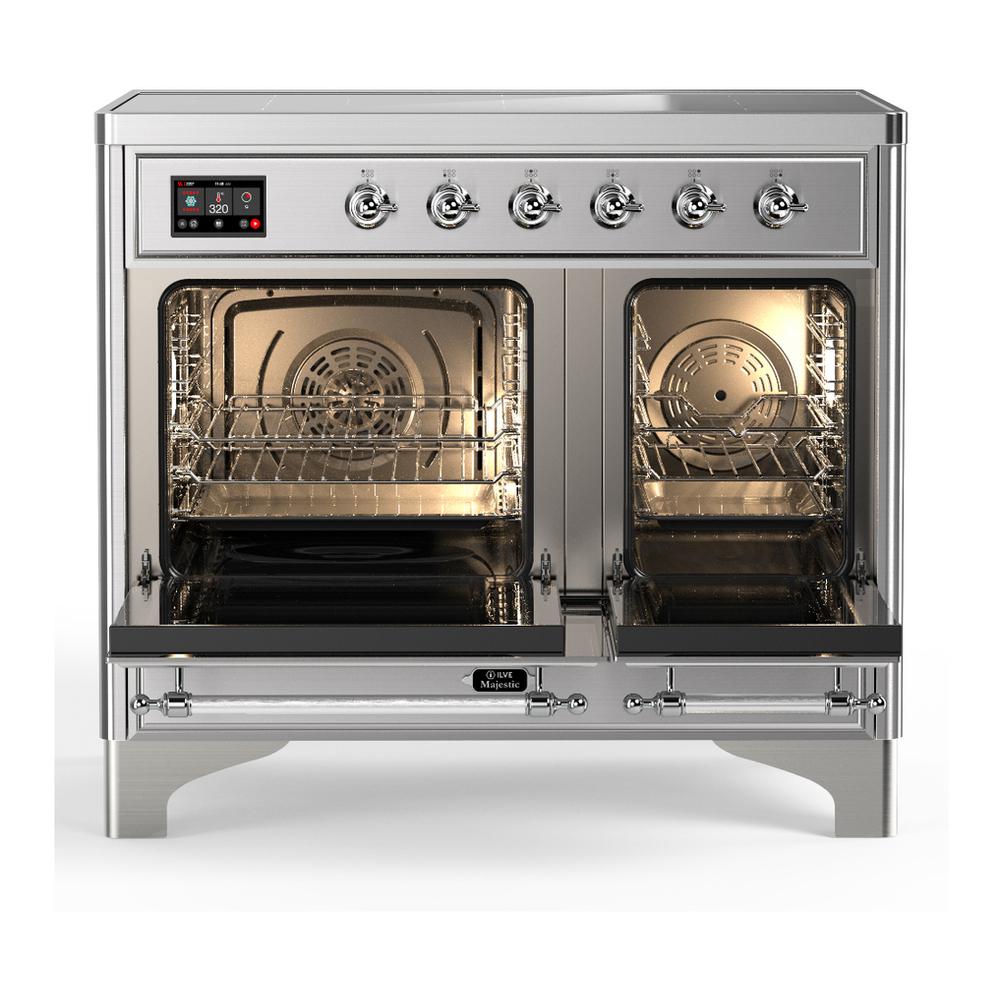 Ilve UMDIB40NR3SSC Ilve Umdib40Nr3Ssc Majestic Iii 40 Inch Induction Range With 6 Elements, 3.82 Cu. Ft. Total Oven Capacity (Triple Glass Door, Stainless Steel, Chrome)