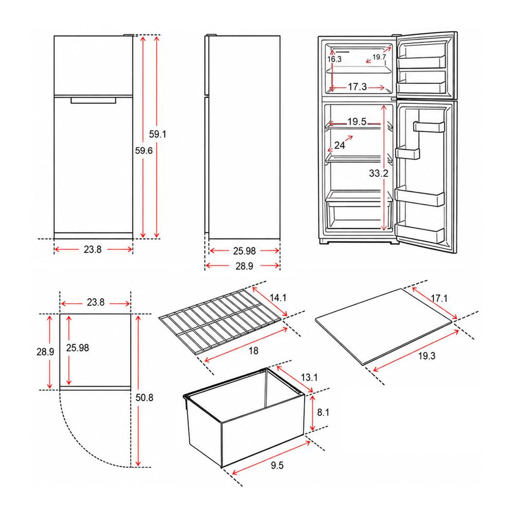Verona VEFTF2412RWH Verona Veftf2412Rwh 24 Inch Top Freezer Refrigerator With 12 Cu. Ft. Total Capacity, Reversible Doors, Recessed Handle, Energy Star (White)