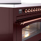 Ilve UPI366NMPBUP Nostalgie Ii 36 Inch Electric Freestanding Range In Burgundy With Copper Trim