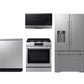 Samsung F1772134148673 Bespoke Kitchen Package With Ai 3-Door French Door Fridge, Slide-In Gas Range, Smart Dishwasher & Over-The-Range Microwave In Stainless Steel