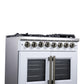 Forno FFSGS638736WHT Forno Capriasca 36 Inch Freestanding French Door Dual Fuel Range In White With Antique Brass Accessories, 6 Burners, True Convection Oven