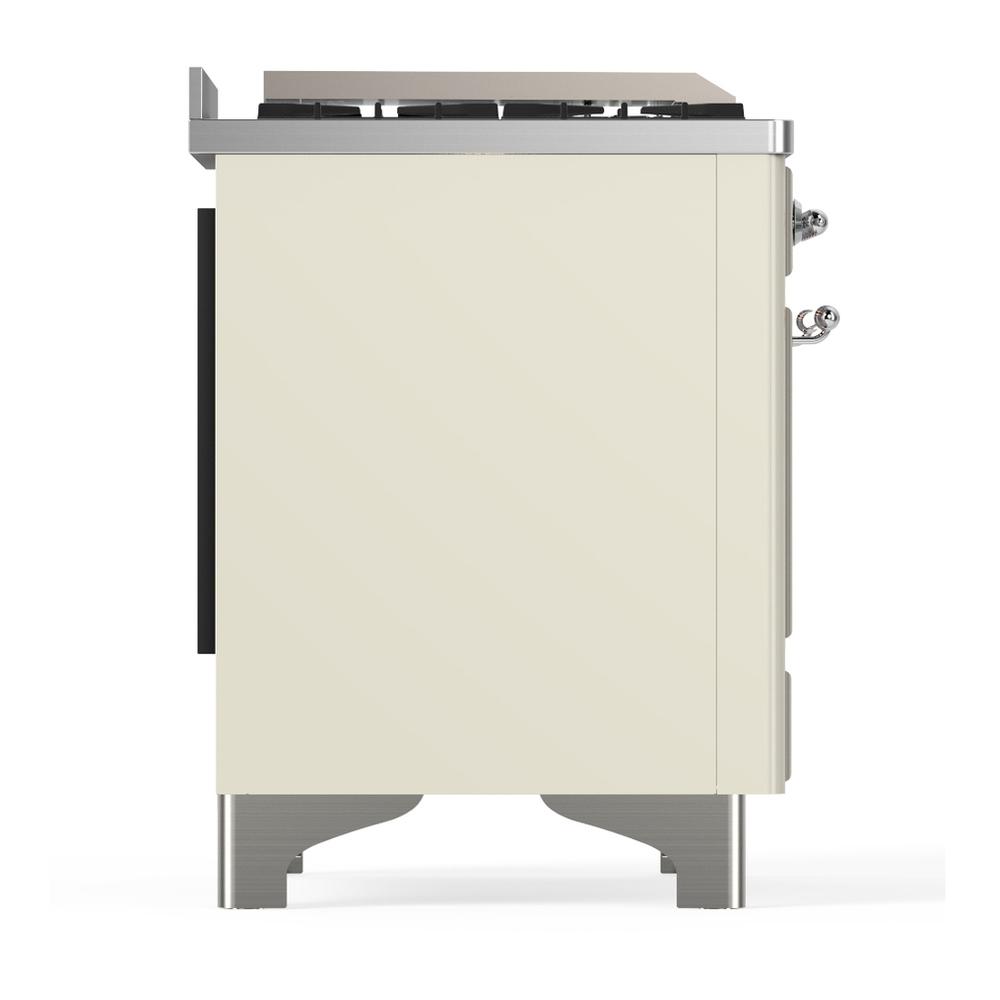 Ilve UM60FNR3AWCLP Ilve Um60Fnr3Awclp Majestic Iii 60 Inch Dual Fuel Range With 9 Burners And Griddle, Dual Function Burner Up To 25,000 Btu (Liquid Propane, Triple Glass Door, Antique White, Chrome)