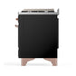 Ilve UMD40FNR3BKP Ilve Umd40Fnr3Bkp Majestic Iii 40 Inch Dual Fuel Range With 6 Burners And Griddle, Dual Function Burner Up To 25,000 Btu (Natural Gas, Triple Glass Door, Glossy Black, Copper)