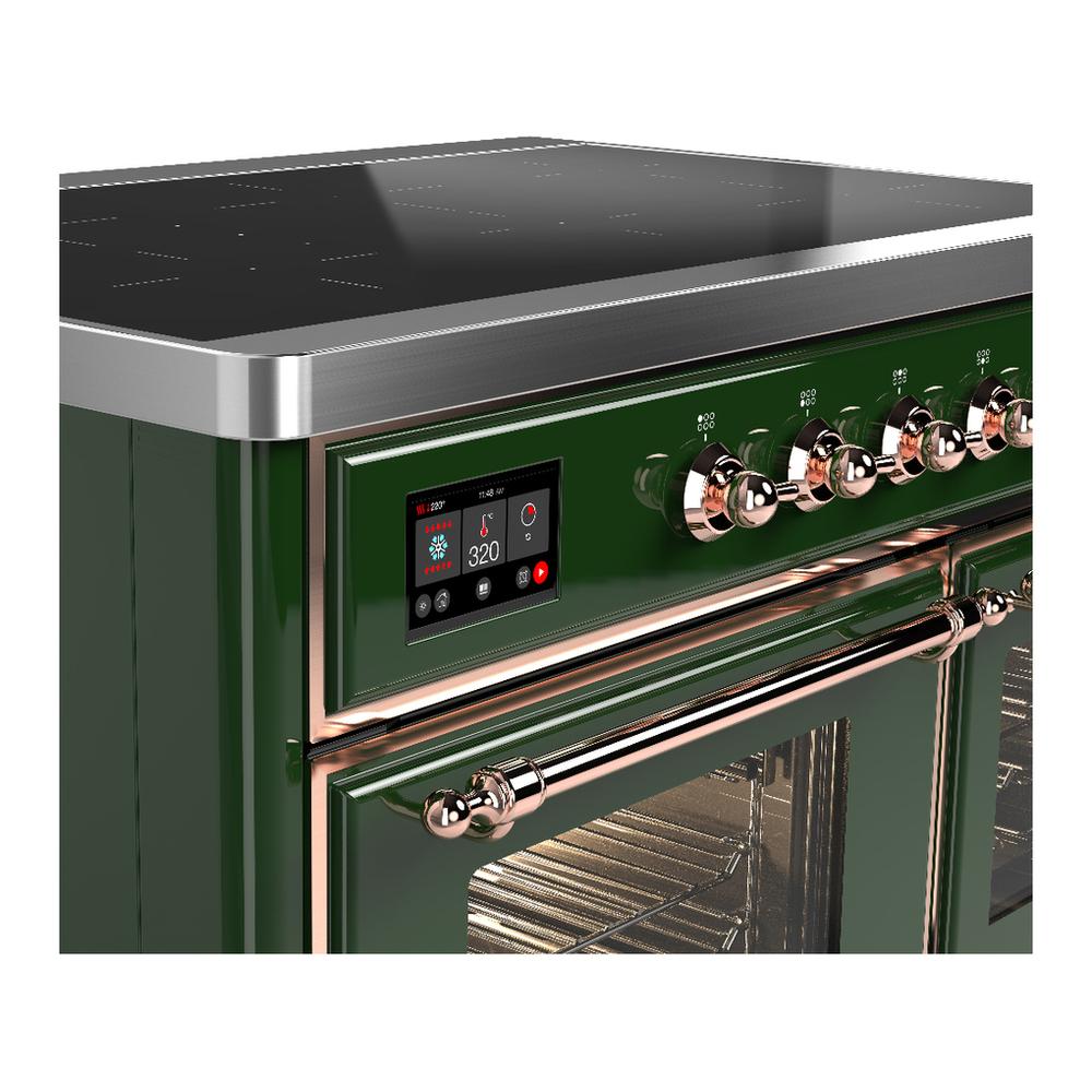 Ilve UMDIB40NR3EGP Ilve Umdib40Nr3Egp Majestic Iii 40 Inch Induction Range With 6 Elements, 3.82 Cu. Ft. Total Oven Capacity (Triple Glass Door, Emerald Green, Copper)