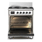 Ilve UM30NR3WHB Ilve Um30Nr3Whb Majestic Iii 30 Inch Dual Fuel Range With 5 Black Brass Burners, Dual Function Burner Up To 25,000 Btu (Natural Gas, Triple Glass Door, White, Burnished)