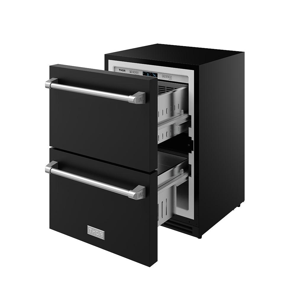 Thor Kitchen RZ24UBSS 24 Inch Undercounter Built-In / Freestanding Drawer Freezer - Black/Stainless Steel Gordon Ramsay Series