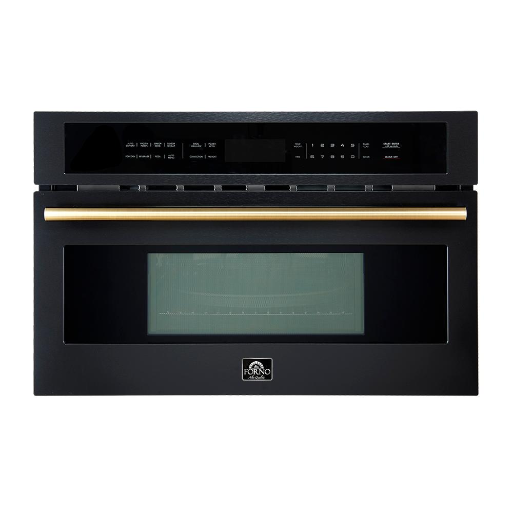 Forno FMWDR309330BLK Forno Oliena Espresso Black 30-Inch Built-In Microwave And Convection Oven Combo, 1.6 Cu.Ft, 1750W Convection, 1000W Microwave, Stainless Steel Interior, Glass Touch Controls, Sensor Cooking