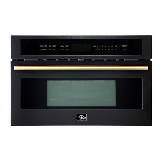 Forno FMWDR309330BLK Forno Oliena Espresso Black 30-Inch Built-In Microwave And Convection Oven Combo, 1.6 Cu.Ft, 1750W Convection, 1000W Microwave, Stainless Steel Interior, Glass Touch Controls, Sensor Cooking