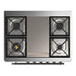 Ilve UM36FNR3WHBLP Ilve Um36Fnr3Whblp Majestic Iii 36 Inch Dual Fuel Range With 6 Black Brass Burners And Griddle, Dual Function Burner Up To 25,000 Btu (Triple Glass Door, White, Burnished, Liquid Propane)