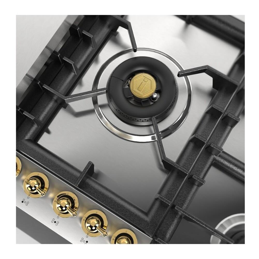Ilve UHCPT95FNSSGLP Ilve Uhcpt95Fnssglp Nostalgie Ii 36 Inch Built-In Gas Cooktop With Total Black Brass Burners, In Stainless Steel (5 Sealed Burners + Griddle, Liquid Propane, Brass)