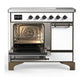 Ilve UMDIB40QNR3WHB Ilve Umdib40Qnr3Whb Majestic Iii 40 Inch Induction Range With 6 Elements, 3.82 Cu. Ft. Total Oven Capacity (Solid Door, White, Burnished)