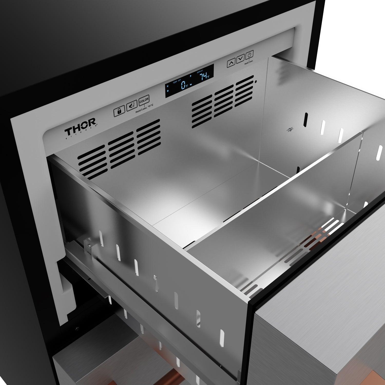 Thor Kitchen RZ24URSG 24 Inch Undercounter Built-In / Freestanding Drawer Freezer - Stainless Steel/Rose Gold Gordon Ramsay Series