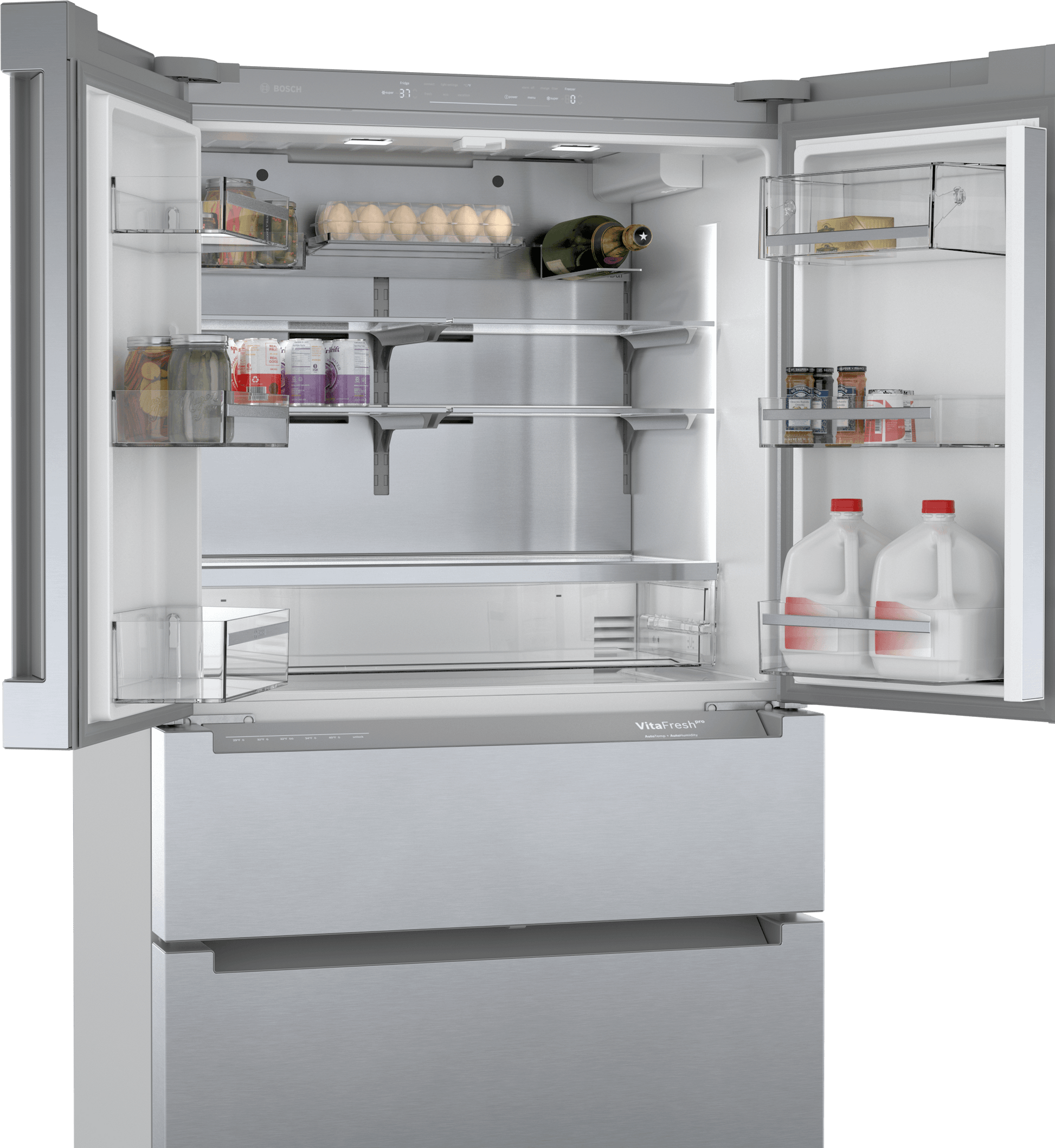 Bosch B36CL84ENS 800 Series, French Door Bottom Freezer, Multi Door, 36'', Brushed Steel (With Anti-Fingerprint)