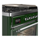 Ilve UM48FSNR3EGCLP Ilve Um48Fsnr3Egclp Majestic Iii 48 Inch Dual Fuel Range With 5 Black Brass Burners, Griddle And French Top, Dual Function Burner Up To 25,000 Btu (Liquid Propane, Triple Glass Door, Emerald Green, Chrome)