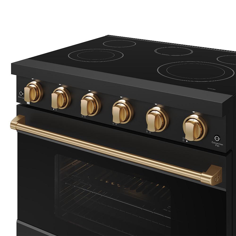 Thor Kitchen RSE36PBBRZ 36 Inch Professional Electric Range In Black/Bronze Gordon Ramsay Series