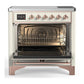 Ilve UMIB36NR3AWP Ilve Umib36Nr3Awp Majestic Iii 36 Inch Induction Range With 6 Elements, 3.5 Cu. Ft. Total Oven Capacity (Triple Glass Door, Antique White, Copper)