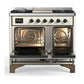 Ilve UMD40FNR3AWB Ilve Umd40Fnr3Awb Majestic Iii 40 Inch Dual Fuel Range With 6 Burners And Griddle, Dual Function Burner Up To 25,000 Btu (Natural Gas, Triple Glass Door, Antique White, Burnished)