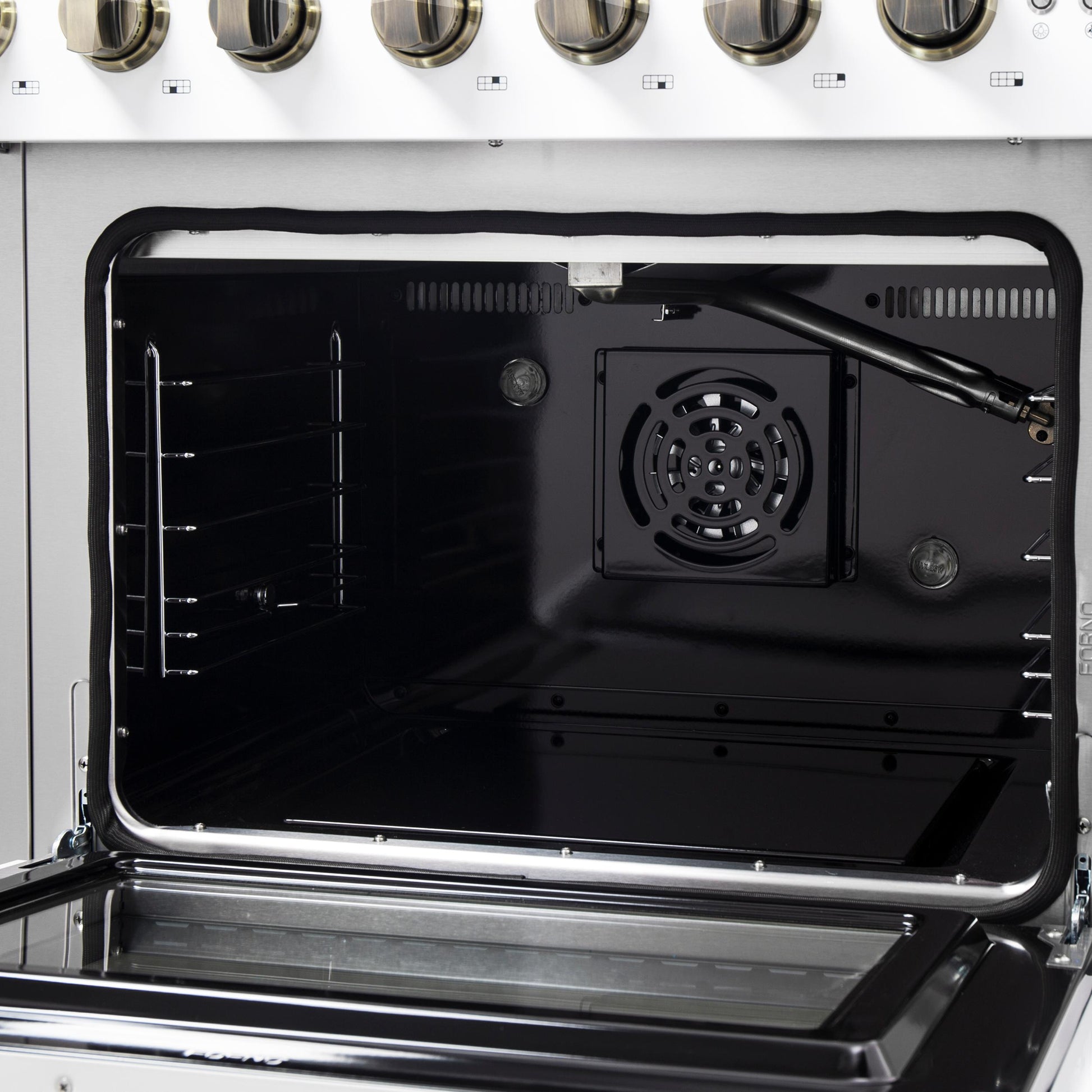 Forno FFSGS644448WHT Forno Galiano 48-Inch Freestanding French Door Gas Range, White & Antique Brass