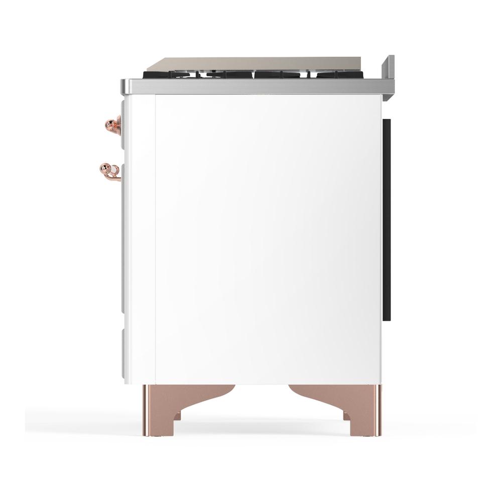 Ilve UMD40FNR3WHPLP Ilve Umd40Fnr3Whplp Majestic Iii 40 Inch Dual Fuel Range With 6 Burners And Griddle, Dual Function Burner Up To 25,000 Btu (Liquid Propane, Triple Glass Door, White, Copper)
