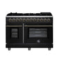 Forno FFSGS612548BLK Forno Massimo 48 Inch Freestanding Dual Fuel Range In Black With Antique Brass Accessories, 8 Burners, 6.58 Cu. Ft. Convection Oven