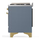 Ilve UM60FNR3BGG Ilve Um60Fnr3Bgg Majestic Iii 60 Inch Dual Fuel Range With 9 Burners And Griddle, Dual Function Burner Up To 25,000 Btu (Natural Gas, Triple Glass Door, Blue Grey, Brass)